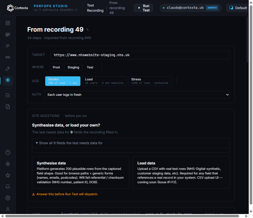 Synthesise data or load your own